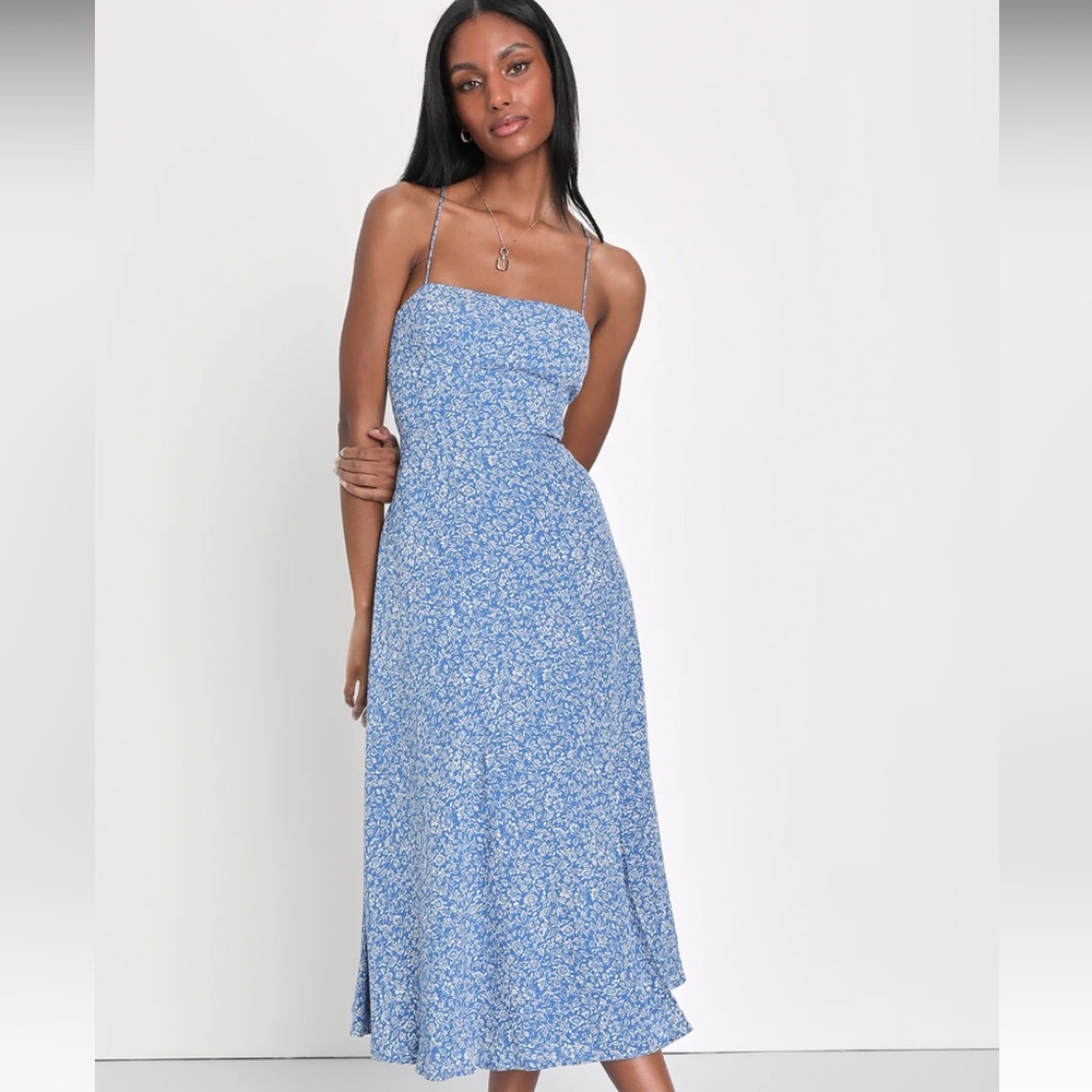 Lulus blue floral dress NEW never worn
